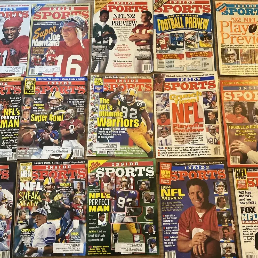 Vintage INSIDE SPORTS Football Magazine Lot Of 22 - Troy,Deion, Montana, & More￼